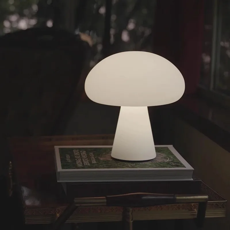 

White Mushroom Table Lamp Creative Rechargeable LED Lights for Home Decor Bedroom Bedside Camping Lamps