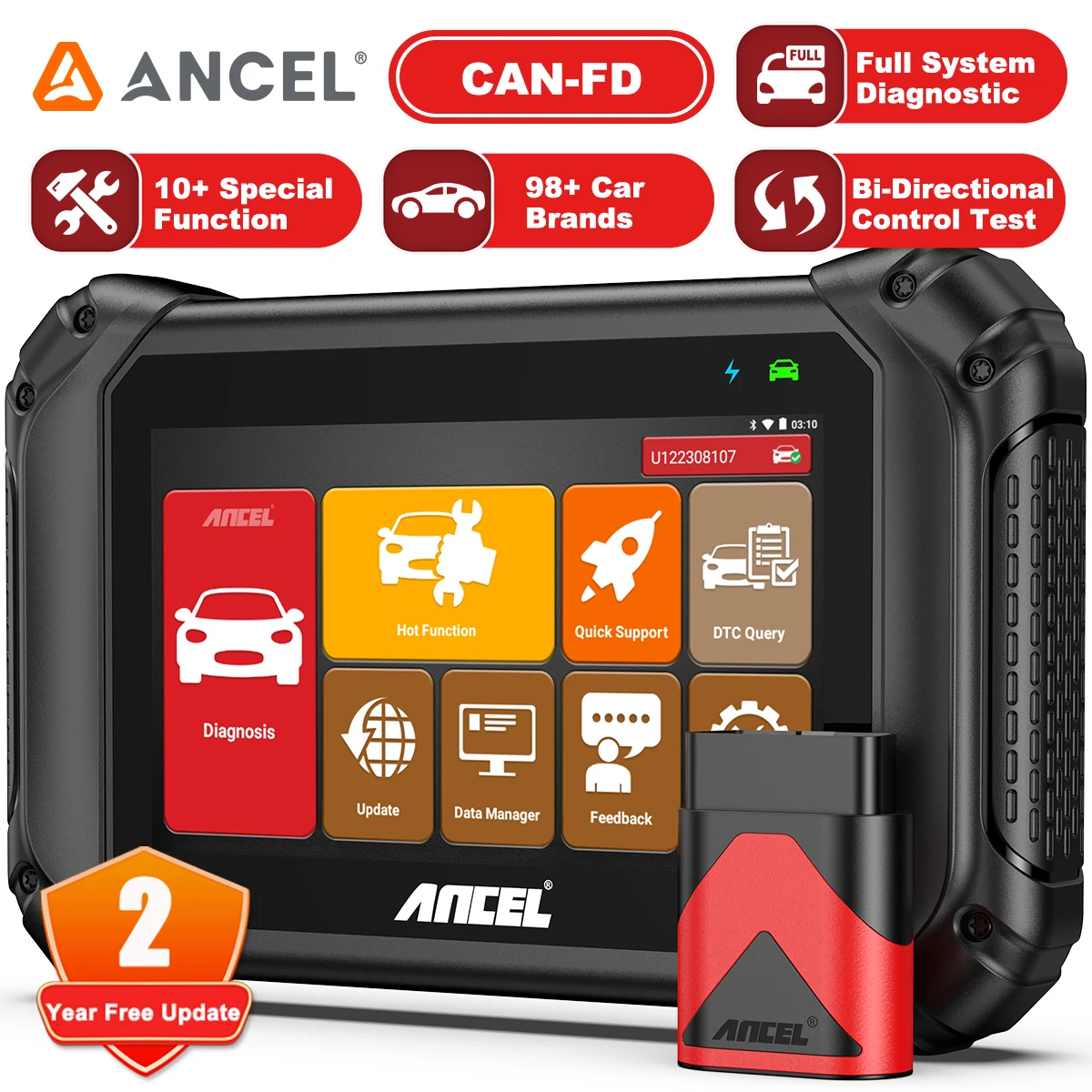 Nouvel outil de diagnostic OBD2 amélioré, scanner bidirectionnel ODB OBD2, scanner CAN FD, diagnostic complet du système automobile