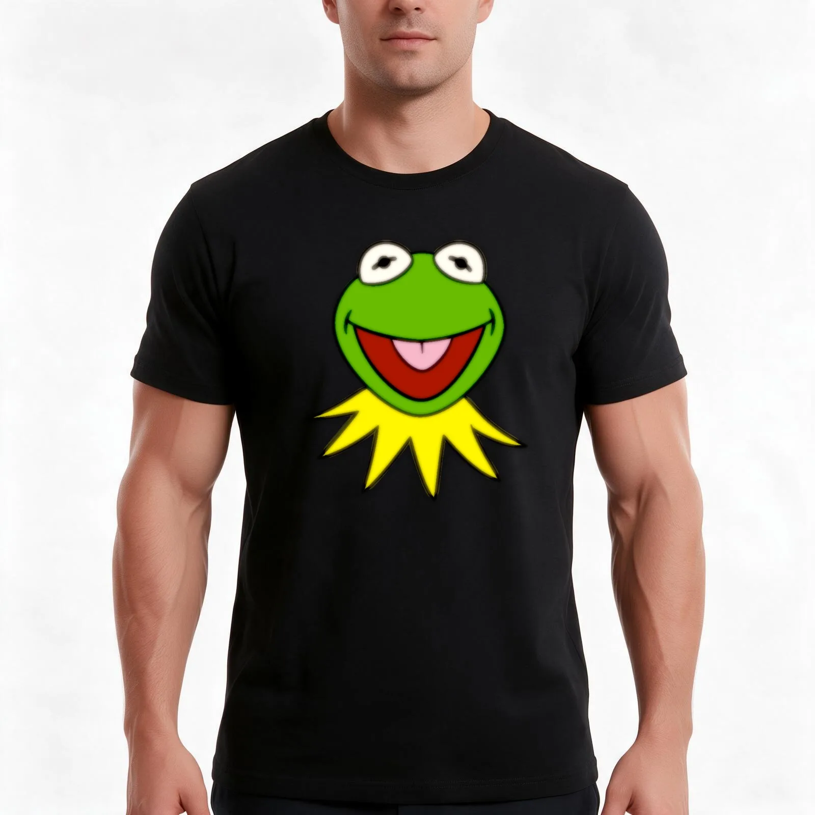 Kermit T-Shirt, Summer Casual Cotton Tee, Oversized Streetwear Tops, Vintage Graphic Print, Loose Fit Short Sleeve, 100% Cotton