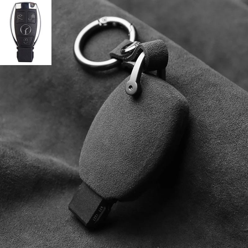 Alcantara Suede Car Key Bag Case Cover Shell For Mercedes Benz C E A R B Class GLA GLC GLK CLA  W204 AMG  W463 W176 W212 Access