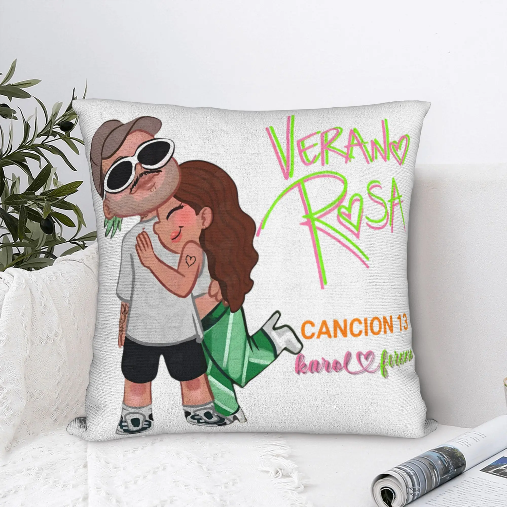 Karol G Tropicoqueta Album Latina Pillowcase Printing Polyester Cushion Cover Gift  Pillow Case Cover Home Zipper 40*40cm