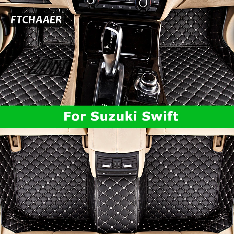 FTCHAAER Custom Car Floor Mats For Suzuki Swift Auto Carpets Foot Coche Accessorie