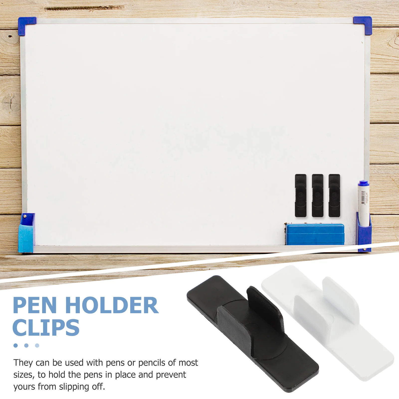 

20PCS Pen Black Plastic Pencil Clip White Plastic Pencil Holders Self Adhesive Notebook Fixators Writing Buckles Stationery