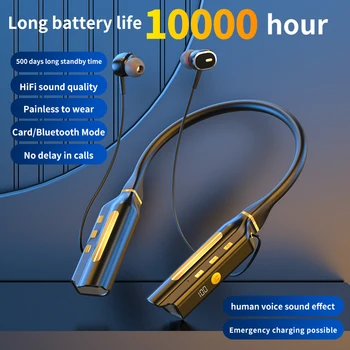 10000 mAh 10000 Stunden Wiedergabe Drahtlose Bluetooth-Kopfhörer Magnetisches Sport-Lauf-Headset Nackenbügel Sport-Ohrhörer Rauschunterdrückung