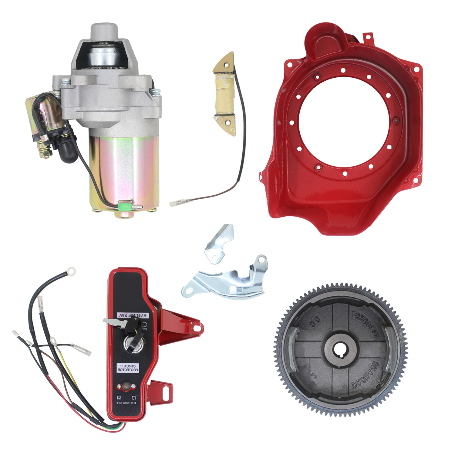 168/170/177/188/190F/GX160/390/2-8KW gasoline generator electric starter kit Electric Start Flywheel Starter Motor Flywheel Fit