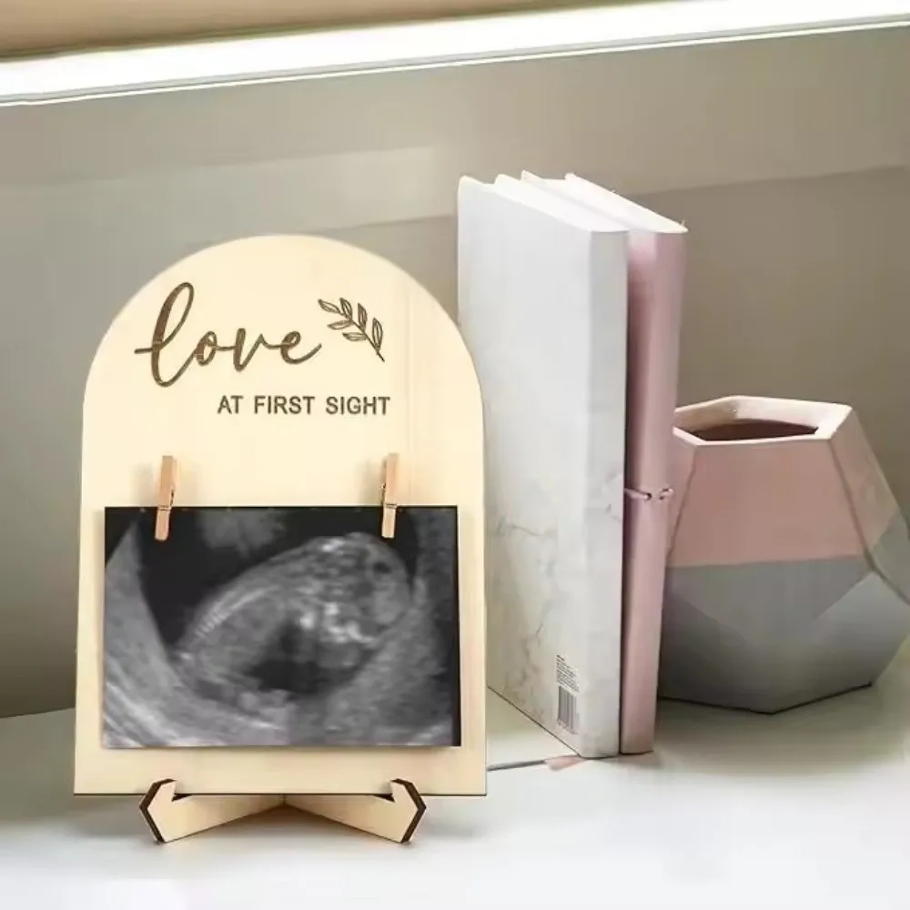 Wooden Stands Baby Ultrasound Frame Maternity Gift Rustic Sonogram Picture Frame Stable Sentimental Pregnancy Gift Frame