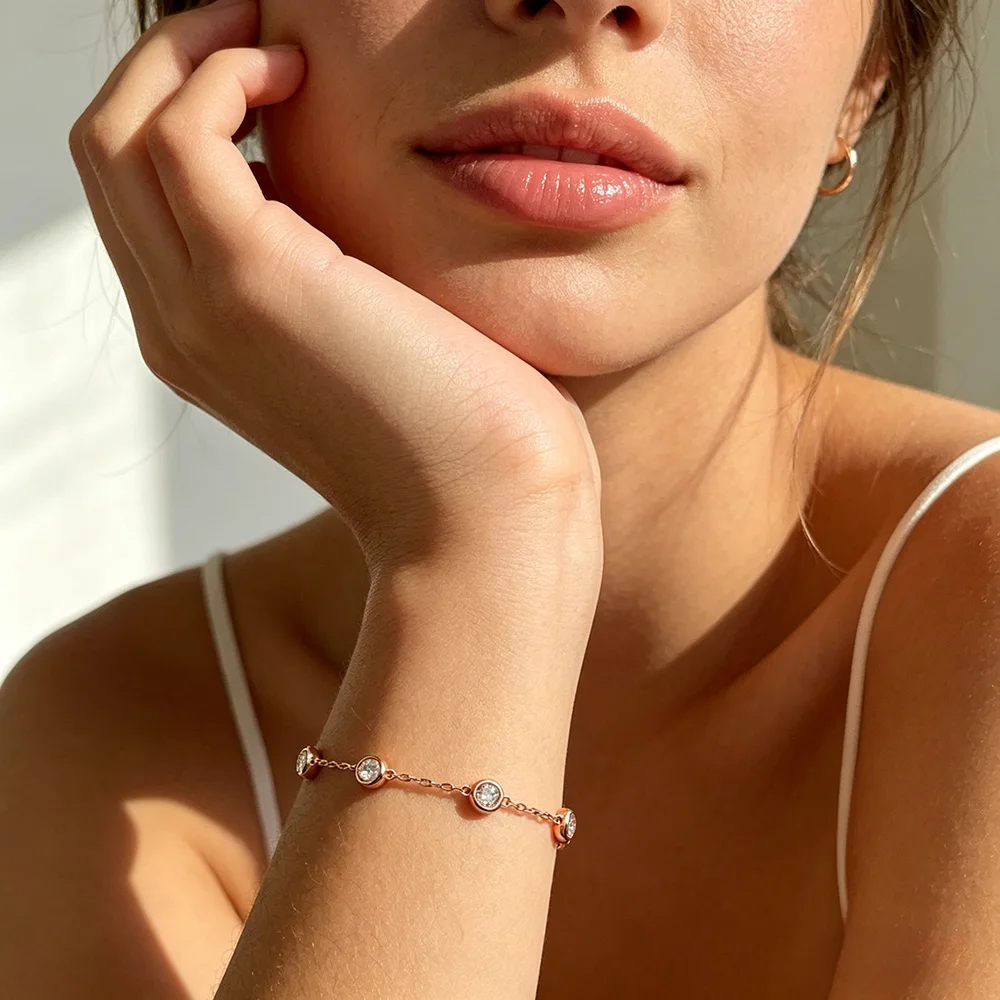 Onnelik 2.4ct D Color Bubble Moissanite Tennis Bracelet for Women Wedding Birthday Fine Jewelry 925 Sterling Sliver Bracelets