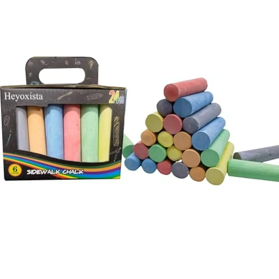 

Моющийся тротуарный мел, 24 шт., 6 цветов, Jumbo, нетоксичные уличные мелки, набор для художественных игр и игр на открытом воздухе, рисование на мельнике