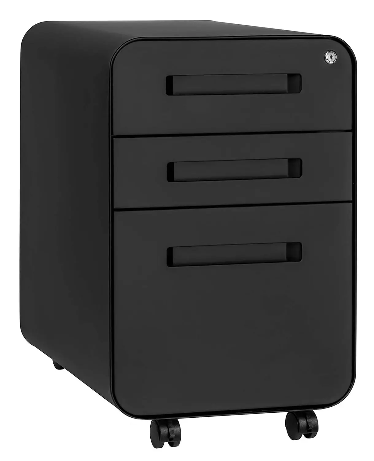 3 Drawer Metal File Cabinet with Lock Under Desk Legal Letter Folders Wheels Stationary Feet Pre-Assembled Black, Customized