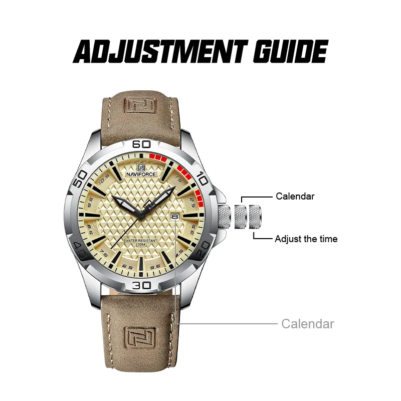 NAVIFORCE High Quality Popular Mens Watch Business Luxury Leather Band Quartz Wristwatches Male Sports Casual Clock Reloj Hombre