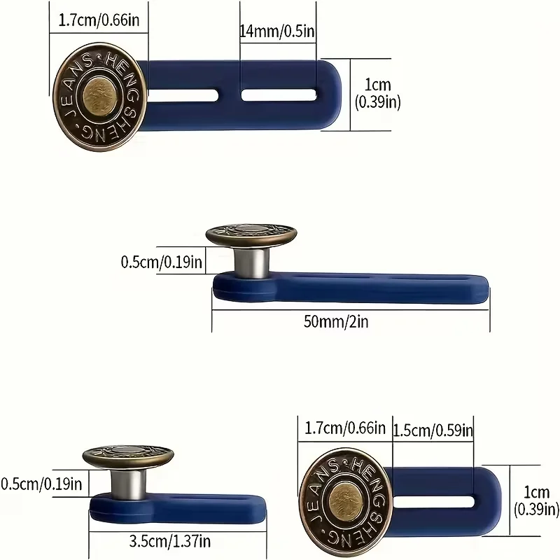 6Pcs No Sew Waist Button Extenders, Instant Adjustable Waist Expanders for Jeans, Pants and Collars, Comfortable Durable Reusabl
