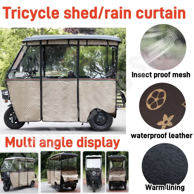 Electric Tricycle Shed Rain Curtain Fully Enclosed Windproof and Cold Proof Warm Leather Thickened Waterproof Windproof covers