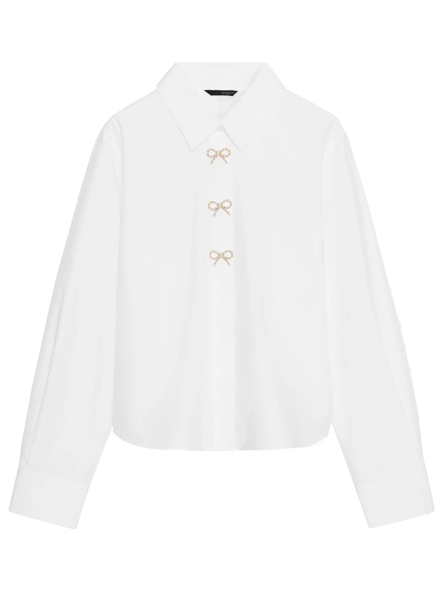 Winter 2025 American Sle Faionable Women's irt Base Layer Top Jewelry Button Decor Silk Twill Long Sve Regular Fit