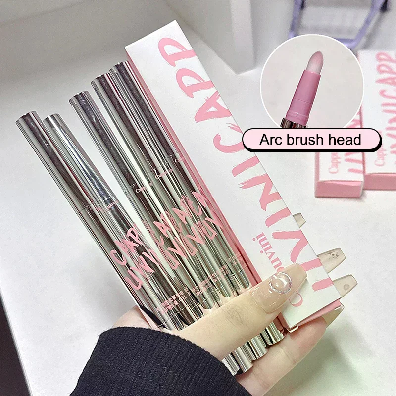 ดินสอเขียนขอบปากเนื้อแมทท์แบบสองหัว 1 ชิ้น พร้อมแปรงทาปากแบบฟูฟ่อง ติดทนนาน เนื้อกำมะหยี่ ลิปสติกเนื้อแมทท์แบบละอองน้ำ สำหรับเขียนขอบปาก