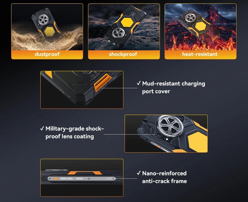Rugged Smartphone Cubot Kingkong Power 5, Android 15, 16GB RAM (6+10), 128GB ROM, 6.88' 120Hz Screen, 15300mAh Battery, MTK G100