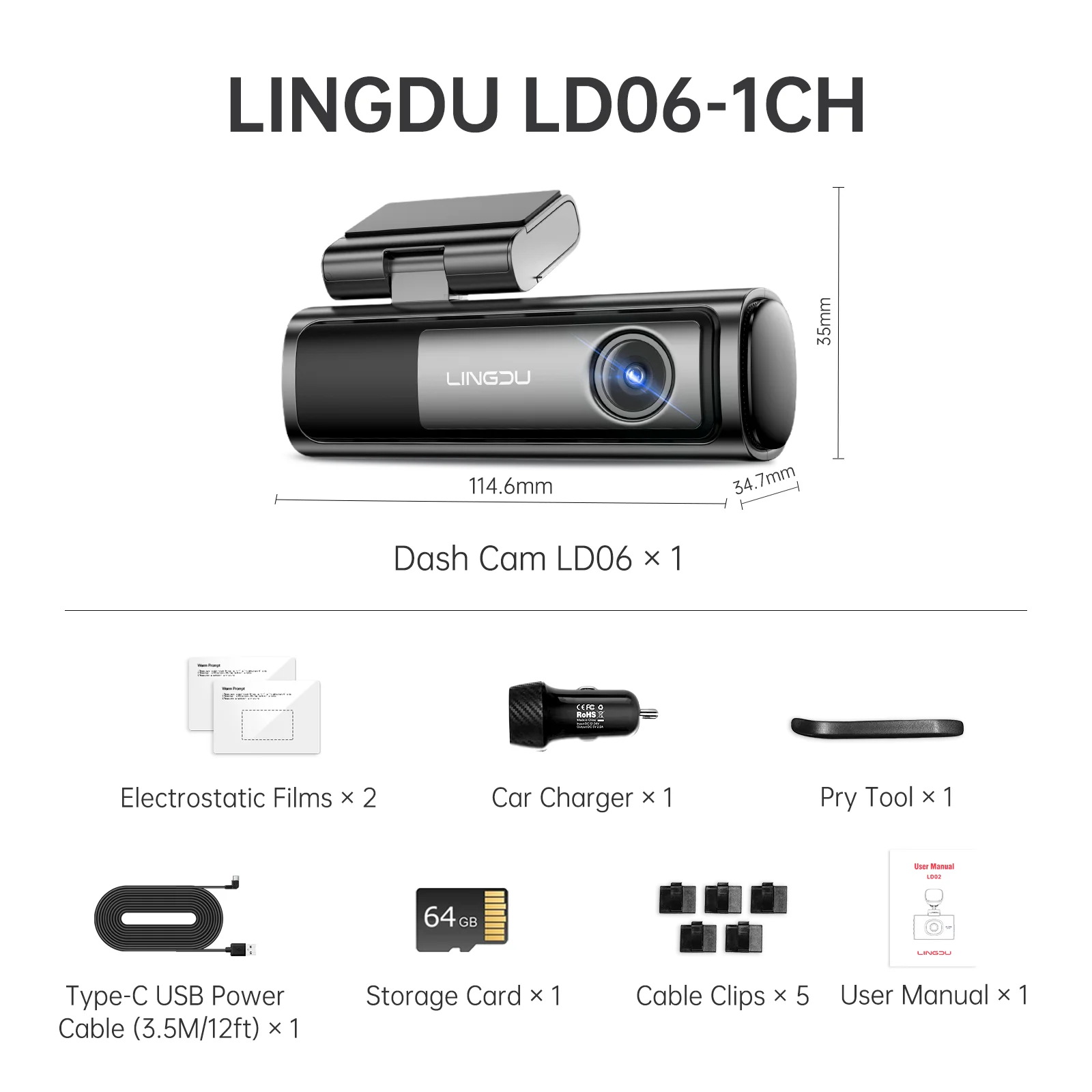 LINGDU 4K+2K Dashcam voor en achter in de auto, 5K frontcamera, 5.8G WiFi, GPS, nachtzicht, parkeermodus, spraakbesturing LD06