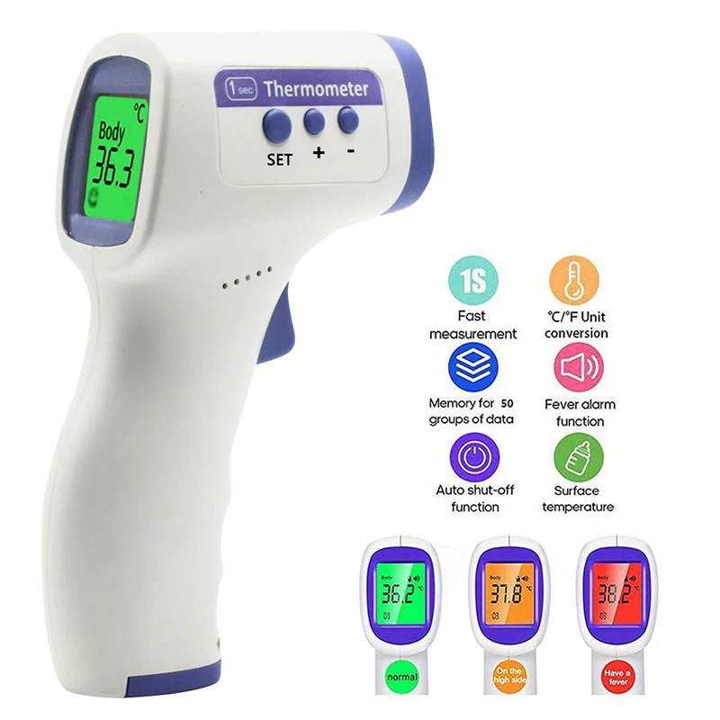 Non Contacted Thermometer for Baby Kid Digital 3 Color Backlight Forehead Thermometer Fever Safety Health Measurement Tool