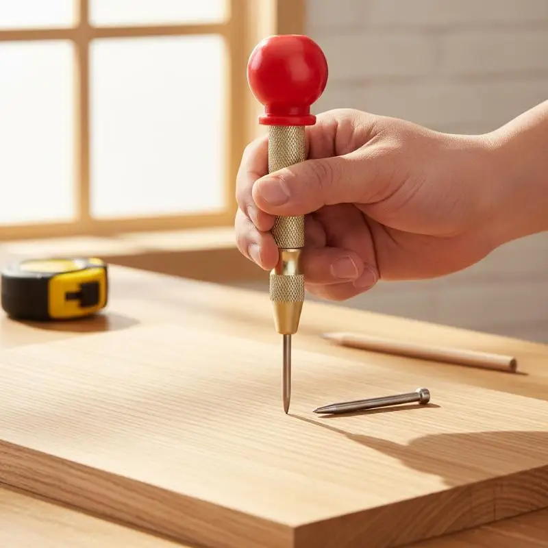 Spring Loaded Automatic Center Pin Punch Marking Dent Marker Tool Metal Wood Positioning Locator Woodworking Hand Press Punch