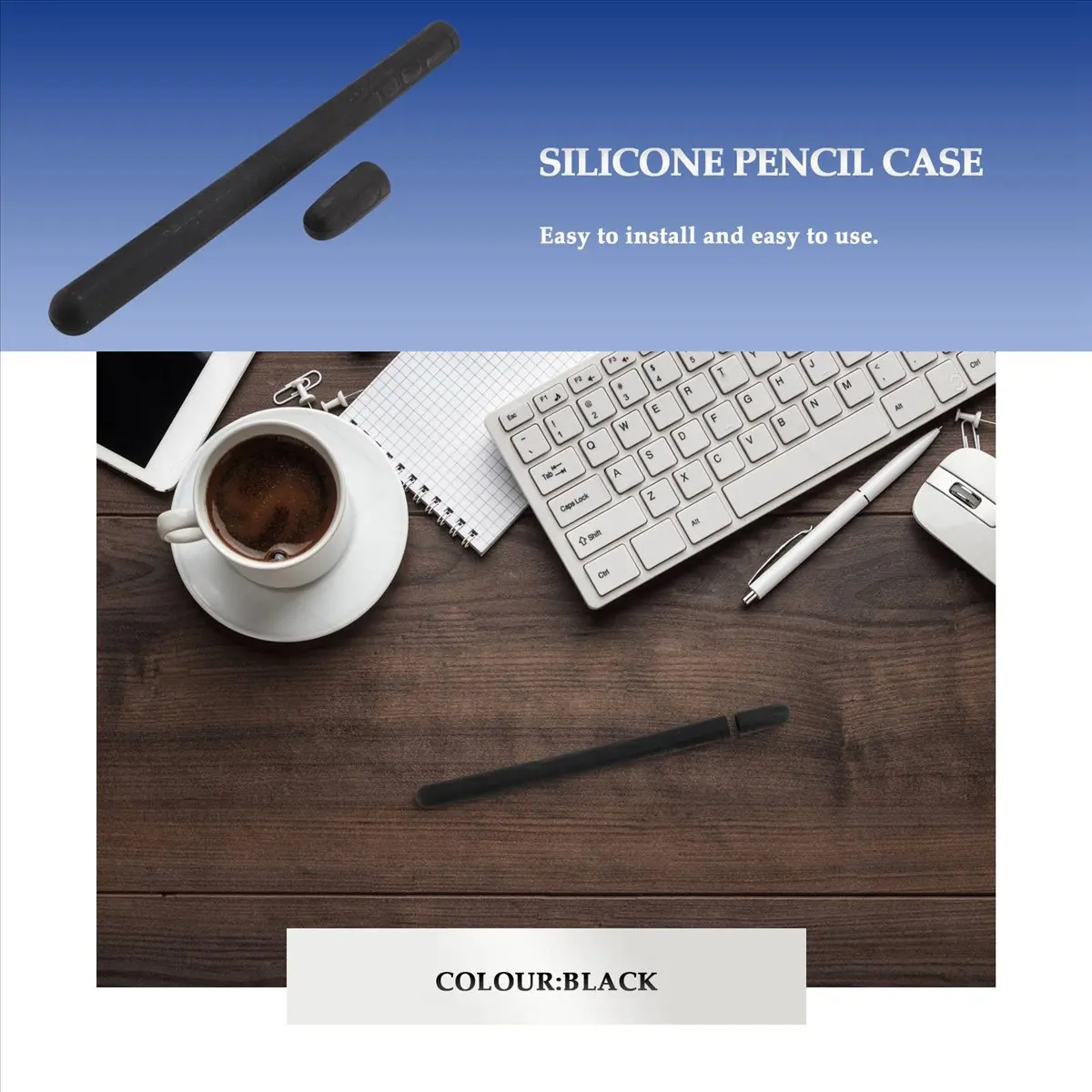 A99X Tablet Press Stylus Pen Protective Cover for Pencil 2 Cases Portable Soft Silicone Pencil Case Accessory Black