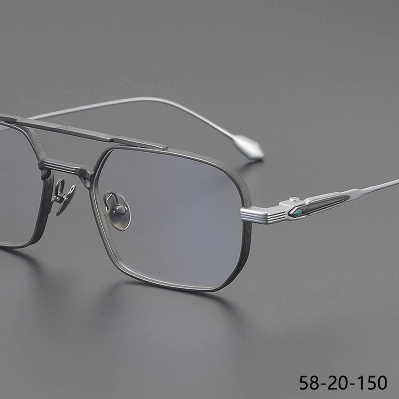 Double Beam Big Face Square Eyeglasses Frame Women Man's Titanium Glasses Frames Spectacles Eyewear Pilot Design Myopia Optics