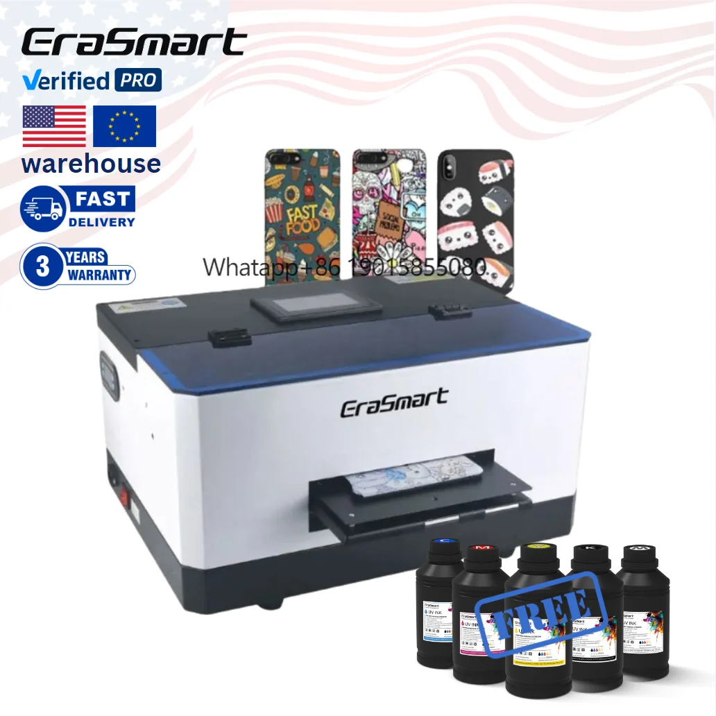 

EraSmart Mini Size Flatbed Led Phone Case A5 Uv Printer for PVC TPU Mobile Cover