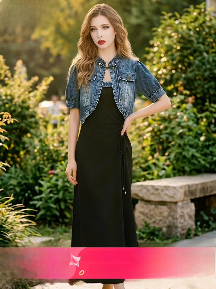 

Fashionable Black Pleated Design Summer Dress Women's Strapless Gown Age-Defying Long Dress Can Be Paired with Outerwear