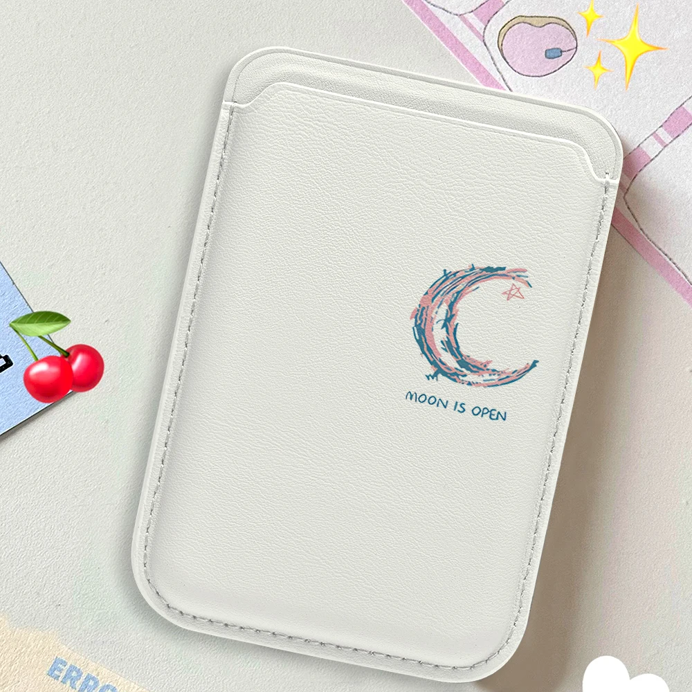 Minimalistisches Kunst-Mond-Leder-Kartenetui, Telefonkartenhalter für Magnetische Hülle, Geeignet für alle iPhone Magsafe Karten-Handyrückseiten-Taschen – Detail 3