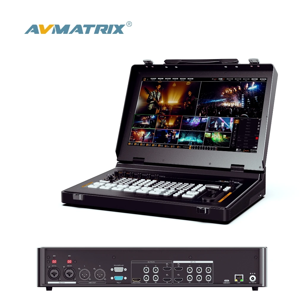 

AVMATRIX SHARK S6 PLUS 4*3G-SDI 2*4K HDMI for Input 17.3" 6CH Portable Video Switcher PTZ Control Live Streaming USB/SD