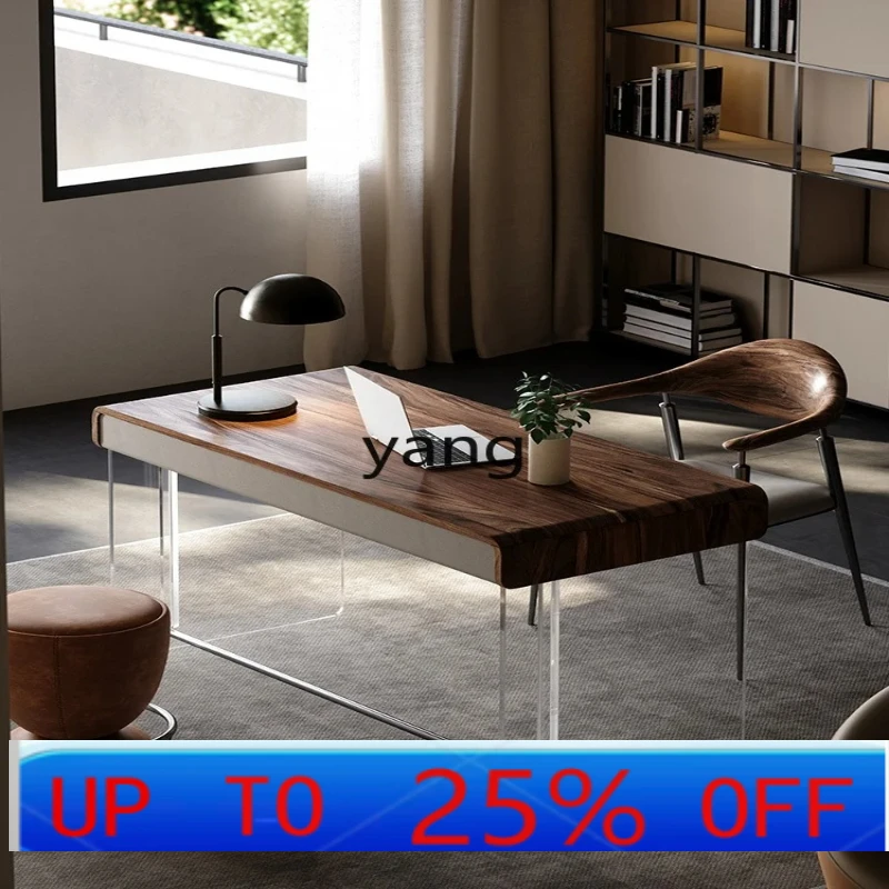 

LHH Simple Modern Walnut Solid Wood Desk Premium Acrylic Suspension Desk