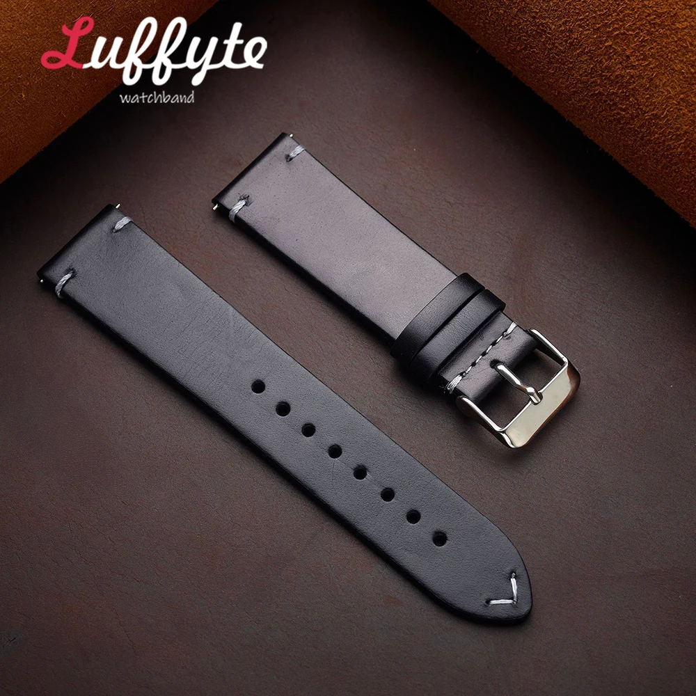 Quick Release Spring Bar Men Oil Wax Leather Watch Band 18/19/20/21/22mm Watch Strap Replacement Watch Band For Wristwatch