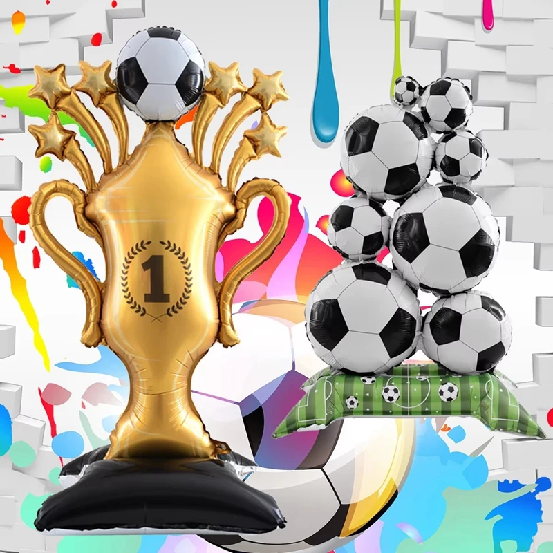 Soccer Trophy Large Standing Foil Balloons Kit for Sports Football Theme Birthday Party Decoration Supplies Gift Photo Props view 4