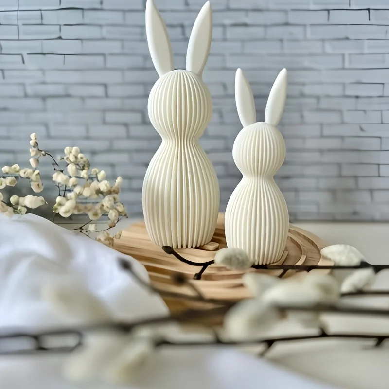Resin Striped Rabbit Molds | Silicone Easter Bunny Casting Molds for Crafts, Irregular Shape, No Electricity Needed