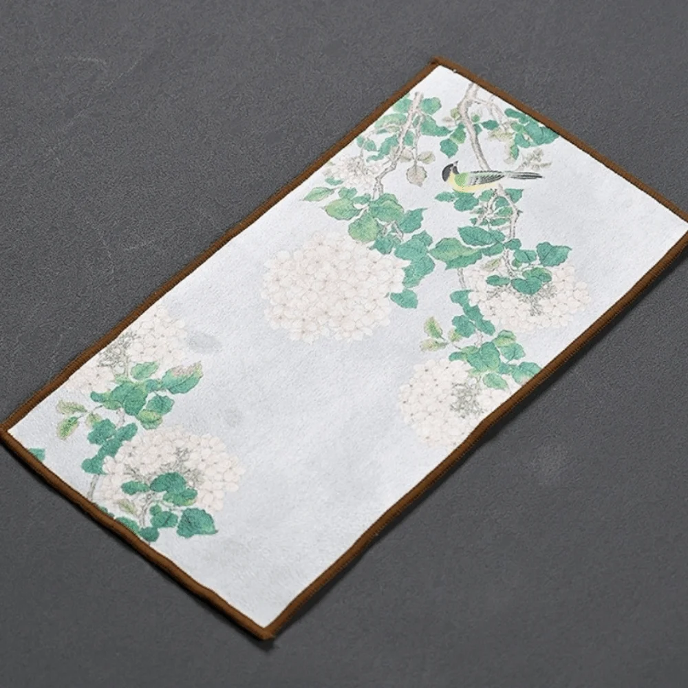 High-end Chinese Painted Suede Thick Tea Towel Hand Towels Coaster Table Mat Super Absorbent Rag Tea Mat Kitchen Cleaning