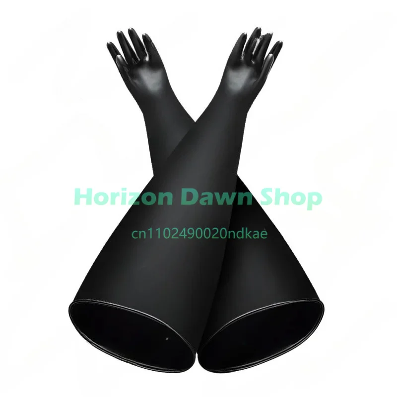 0.8-1.6mm Thick Black Butyl Rubber Gloves, Acid/Alkali Resistant, for Battery Lab/Glove Box/Vacuum, Durable & Flexible