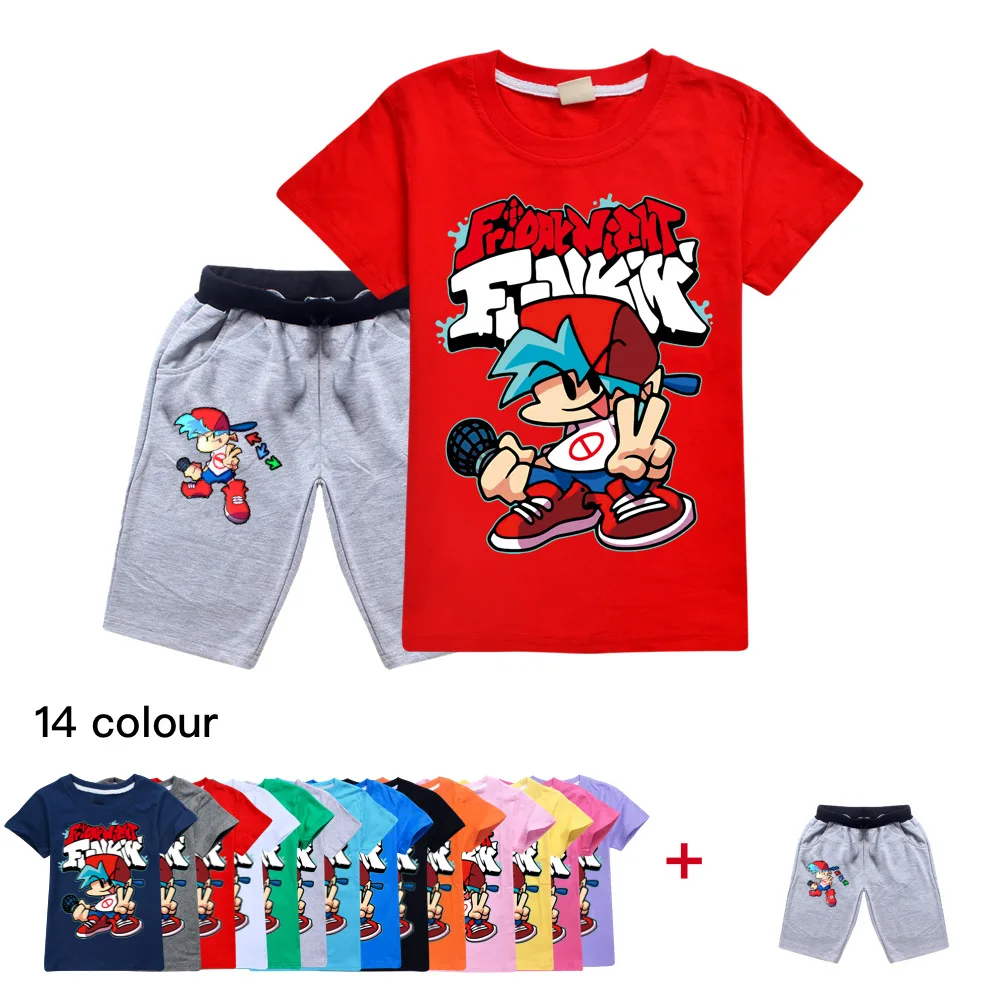 

Game Friday Night Funkin TShirt Kids Summer Sportsuits Baby Boys Short Sleeve T-shirt casual pants Set Girls Boutique Outfits