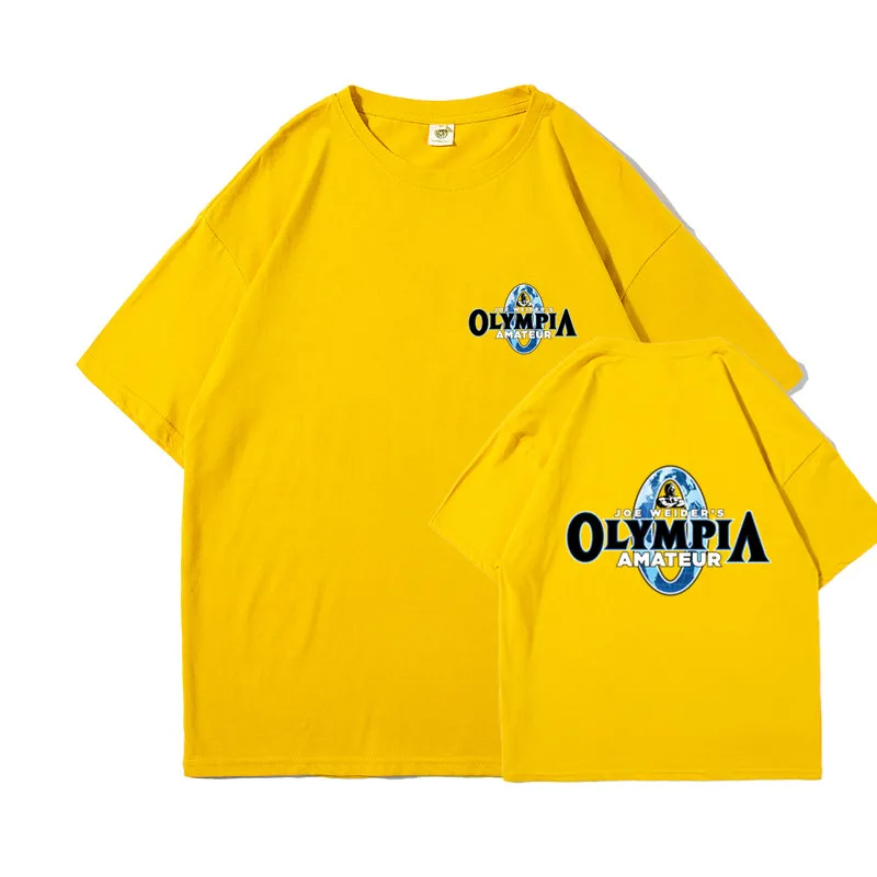 Brand OLYMPIA Mens Gyms 100% Cotton High Quality Short Sleeve T Shirt Men Hip Hop O-neck Basic Y2K T-shirts Male Tops Clothing