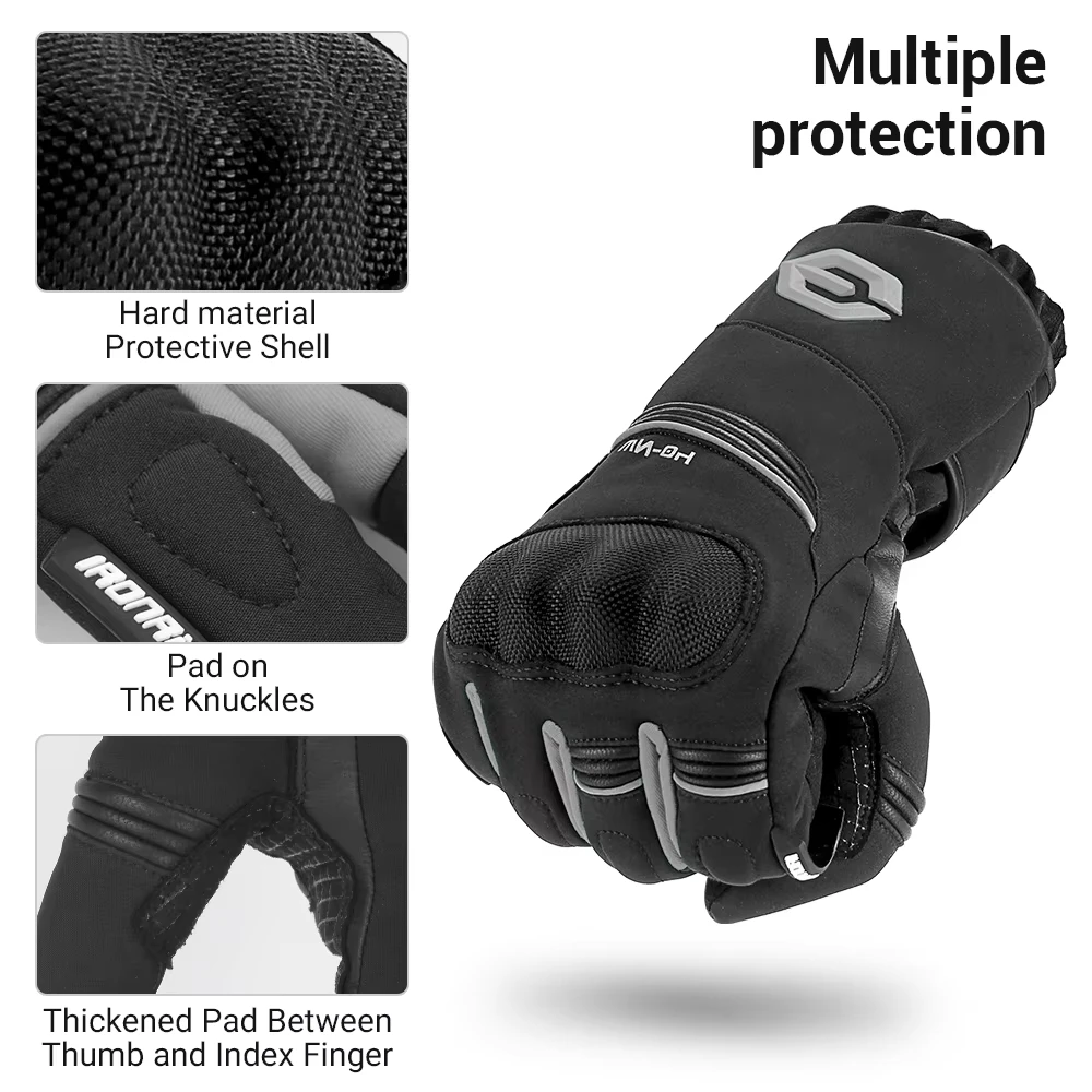 Motorcycle Gloves for Men Winter Rainproof Windproof Warm Off-Road Riding Gloves Anti-Drop Touch Screen Full Finger Gloves