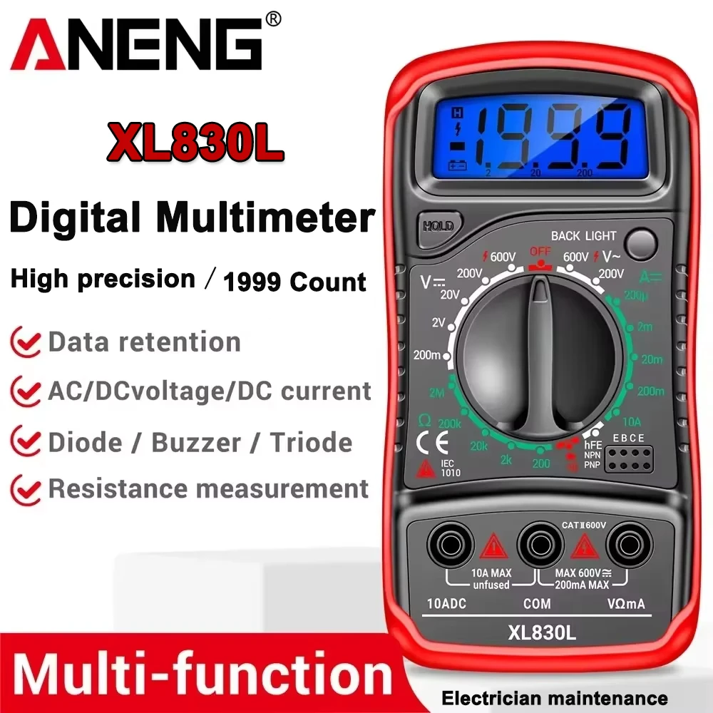 ANENG XL830L Digital Multimeter AC/DC Voltage Resistance Ammeter with NCV Detection hFE Triode Test for Home Electrical Tools