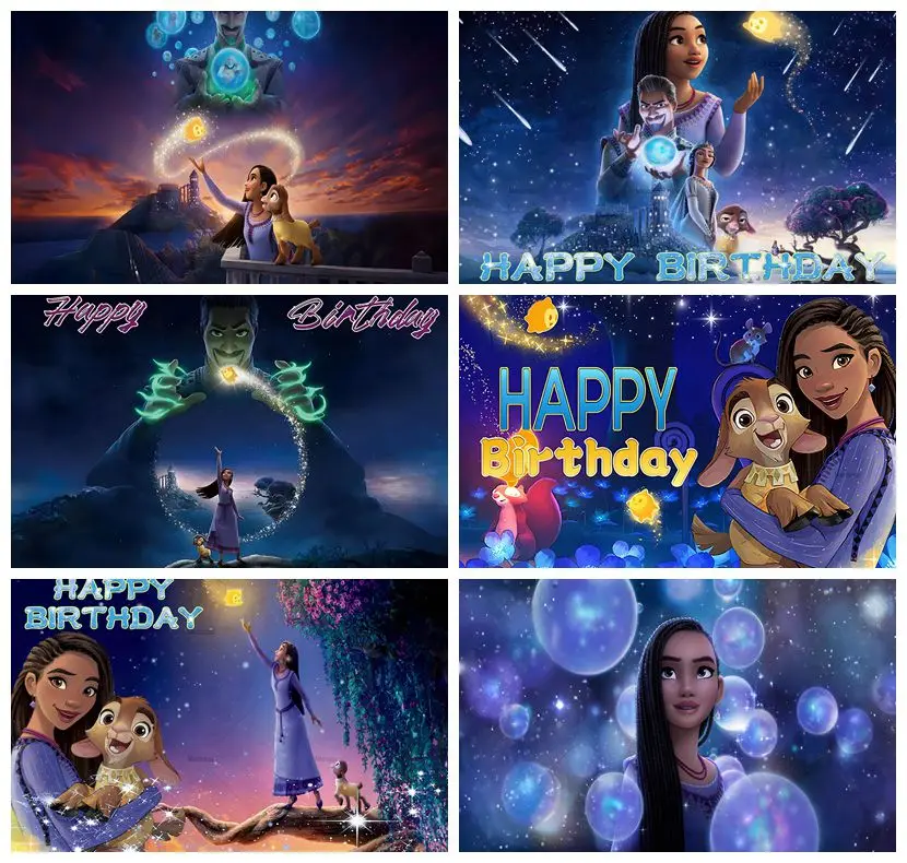 Disney Asha Wish fondo de fotografía, decoración de fiesta de cumpleaños de princesa, personalizado, Cabra, deseos, reino, estrella de los deseos