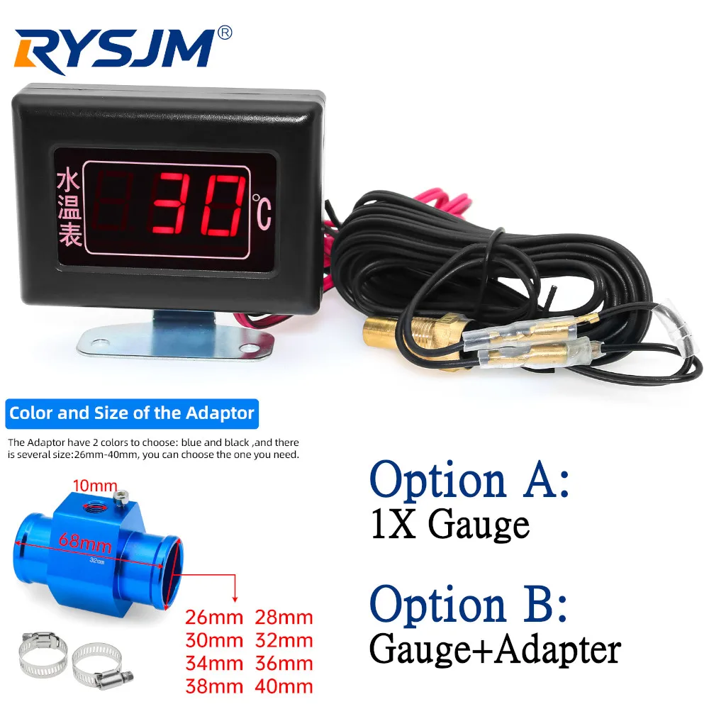 Universal 0-120 Celsius Digital Water Temperature Gauges with Sensor Car Thermometer Vehicle Temperature Meter Monitor Adpater