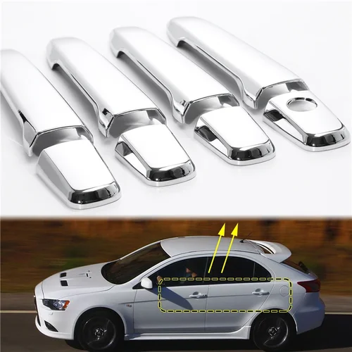 Imagen 2 del producto Manijas de puerta Exterior de coche para Mitsubishi Lancer EX Evolution X 08-17 embellecedor de cubierta de manija de puerta exterior de coche de fibra de carbono
