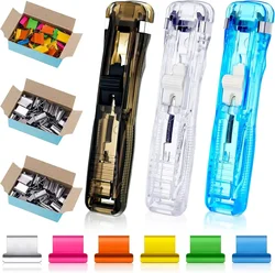 Metal Traceless Push Clip Remover Binder Reusable Hand Push Clamp Stapler for Paper Document File Office Binding Tools Supplies