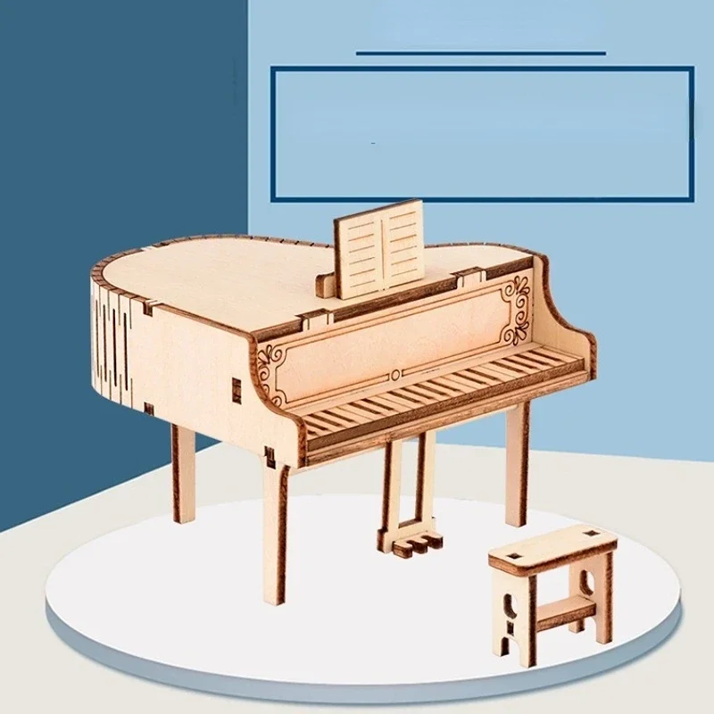 Wooden Educational Building Blocks Toys Handmade Diy Music Box Children's Gift Jigsaw Piano Clockwork Music Box CJ