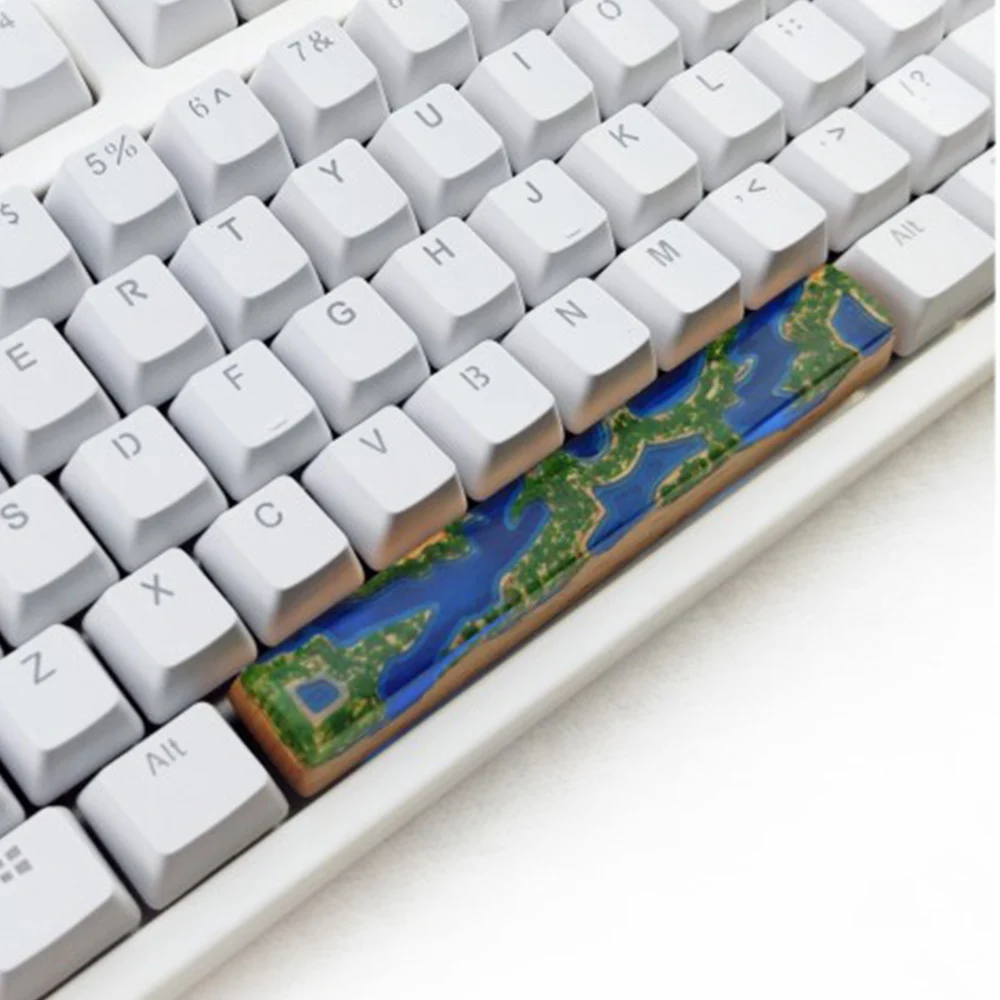 Resina Keycaps para teclado mecânico, Keycap retroiluminado, eixo satélite, Handmade, OEM, 6.25X Barra de espaço, montanhas exuberantes