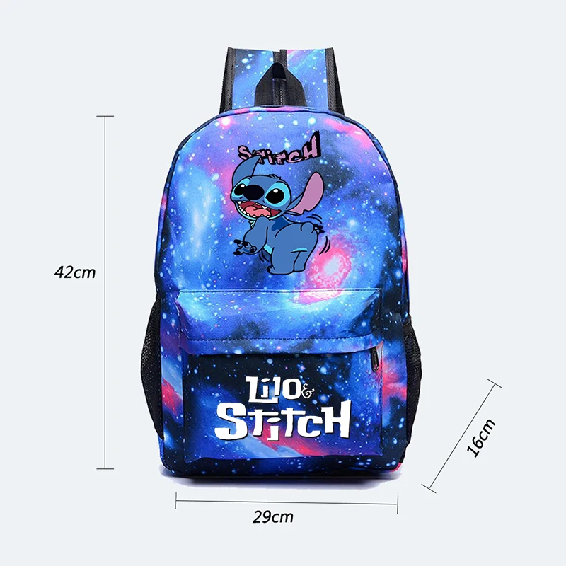 Tas punggung Disney Lilo Stitch 3 buah/set, tas ransel perjalanan dengan tas bahu tempat pensil untuk remaja, tas sekolah berpergian