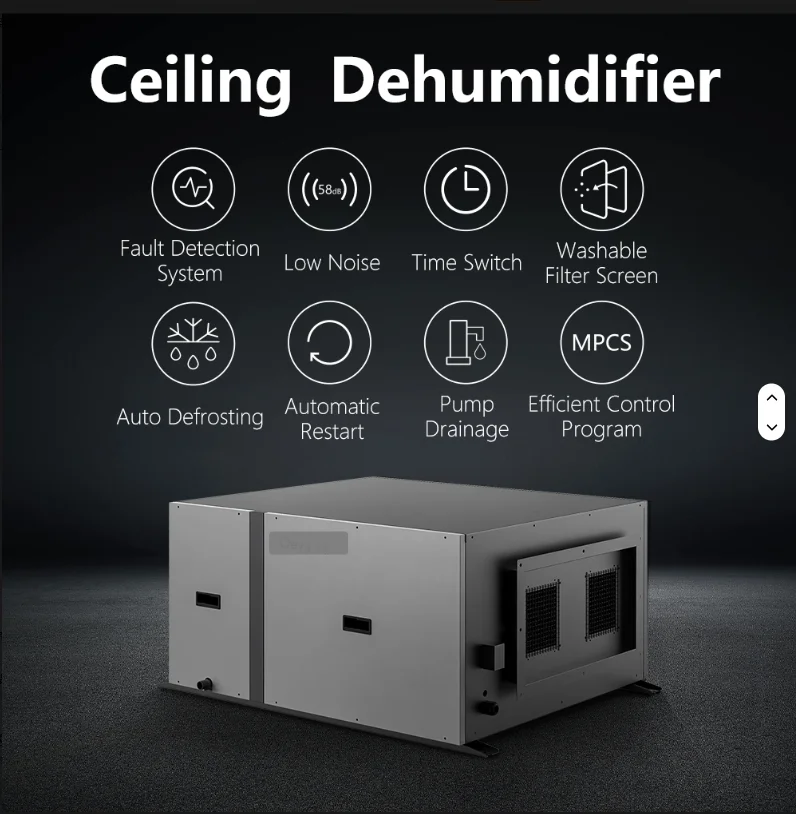 240L Daily Ceiling Suspended Industrial Dehumidifier Special For Warehouse Environment