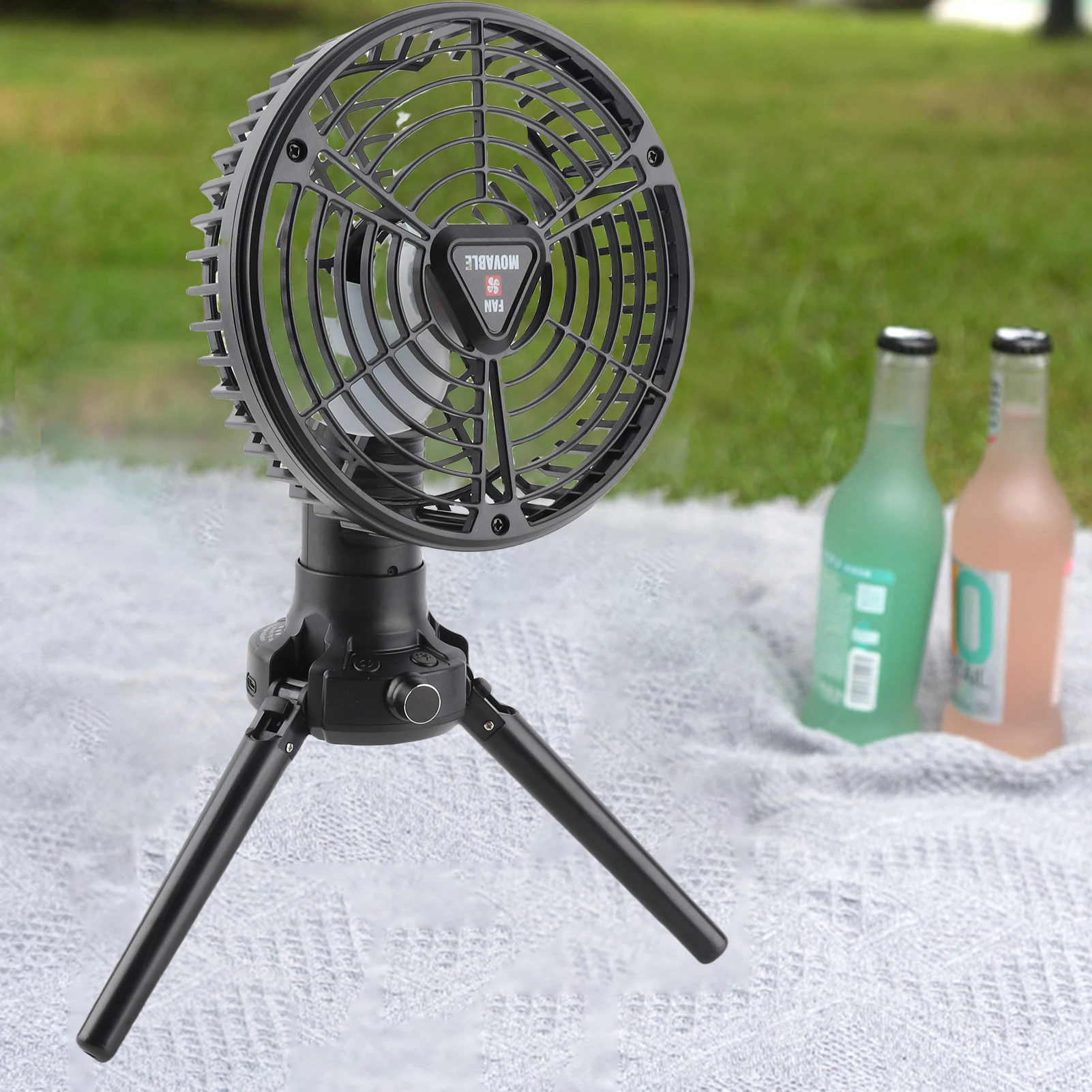 Camping Fans for Tents 10400mAh USB Rechargeable Battery Operated Fans with LED Lantern Folding Tripod for Desk Fishing Office