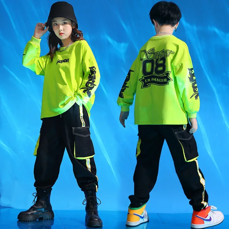 Personalisiertes Street-Dance-Set für Kinder, trendiges Hip-Hop-Kostüm für Jungen, Laufstegshow, Trommel-Performance-Kostüm, Jazz-Tanz für Mädchen, au