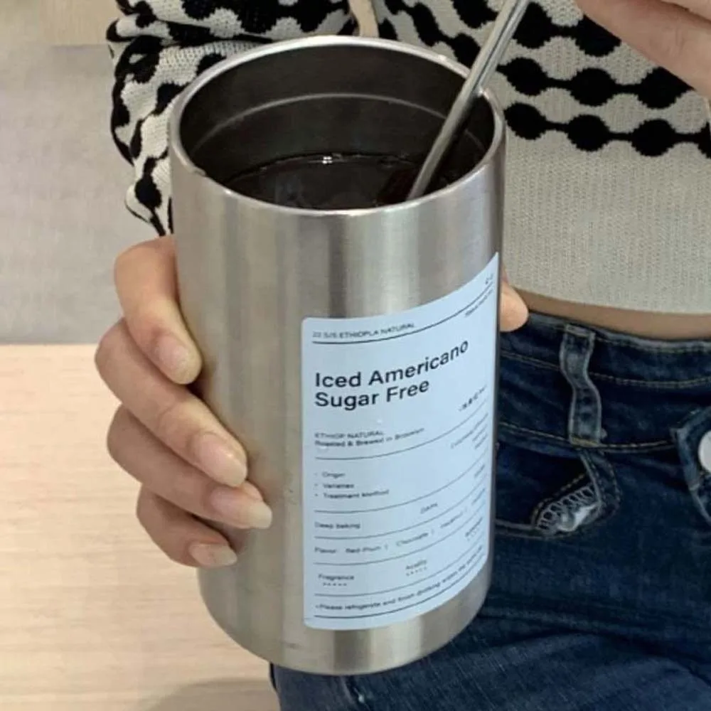 

Кофейная кружка из нержавеющей стали большой емкости, двухслойная вакуумная кружка с круглым ртом, ручная кружка для питья, защита от падения с соломинкой