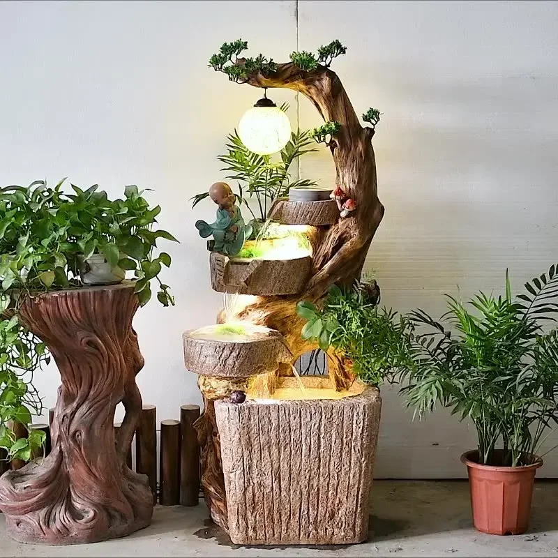 

Chinese rockery flowing water zen stone grinding root carving, living room floor ornament, fountain humidifier office decoration